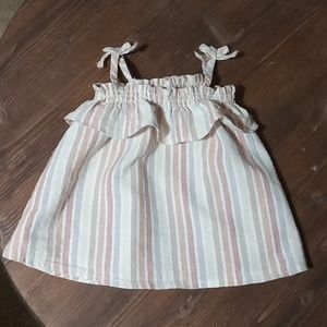 RYLEE + CRU BABY GIRLS MULTI STRIPED RUFFLED TUBE TOP SZ 6-12 M
